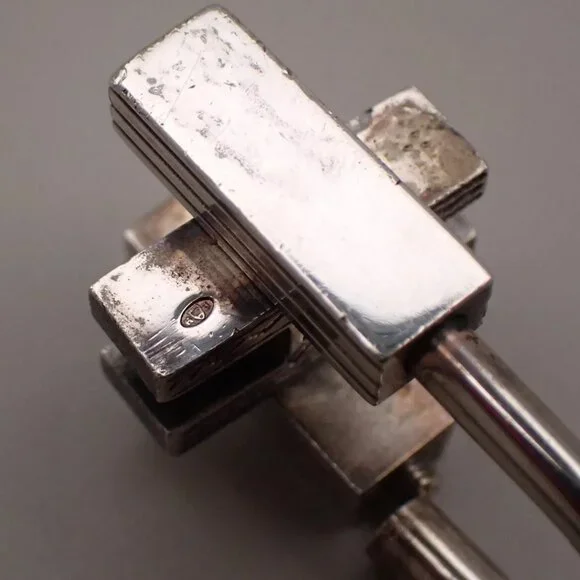 HERMES Logo Touareg H Cadena Padlock Bag Charm Silver